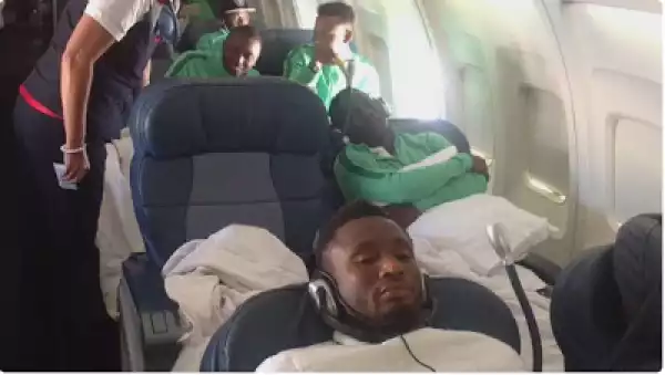 Photos: See How Mikel Obi, Siasia, Others Managed Themselves While On Airbone To Brazil